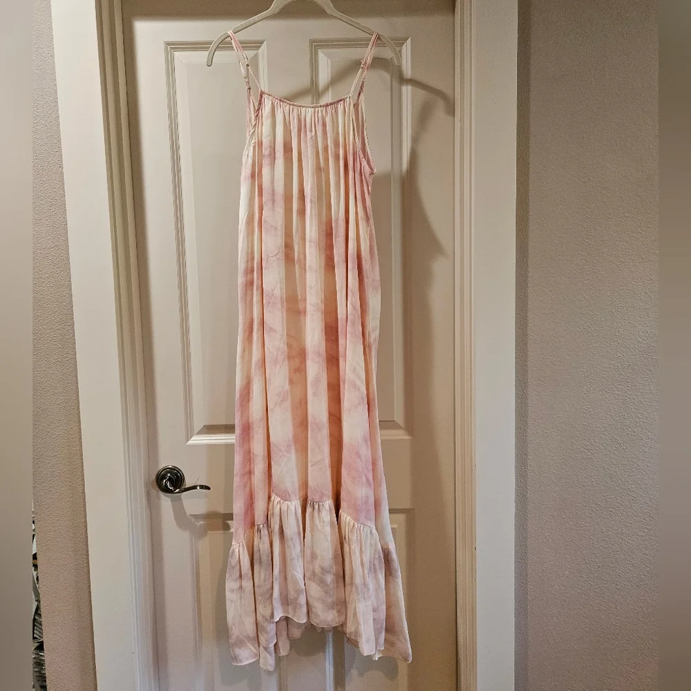 Free People Full On Maxi Slip Dress Flowy Relaxed Tiered Ruffle Hem Pink Sm NWT - Picture 15 of 16